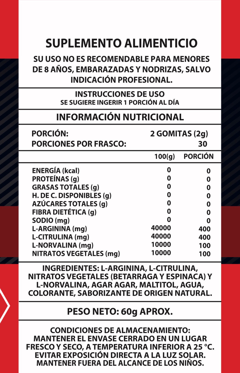 60 Gomitas Óxido Nítrico 1000mg
