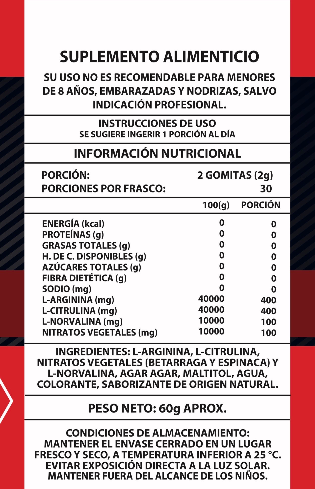 60 Gomitas Óxido Nítrico 1000mg