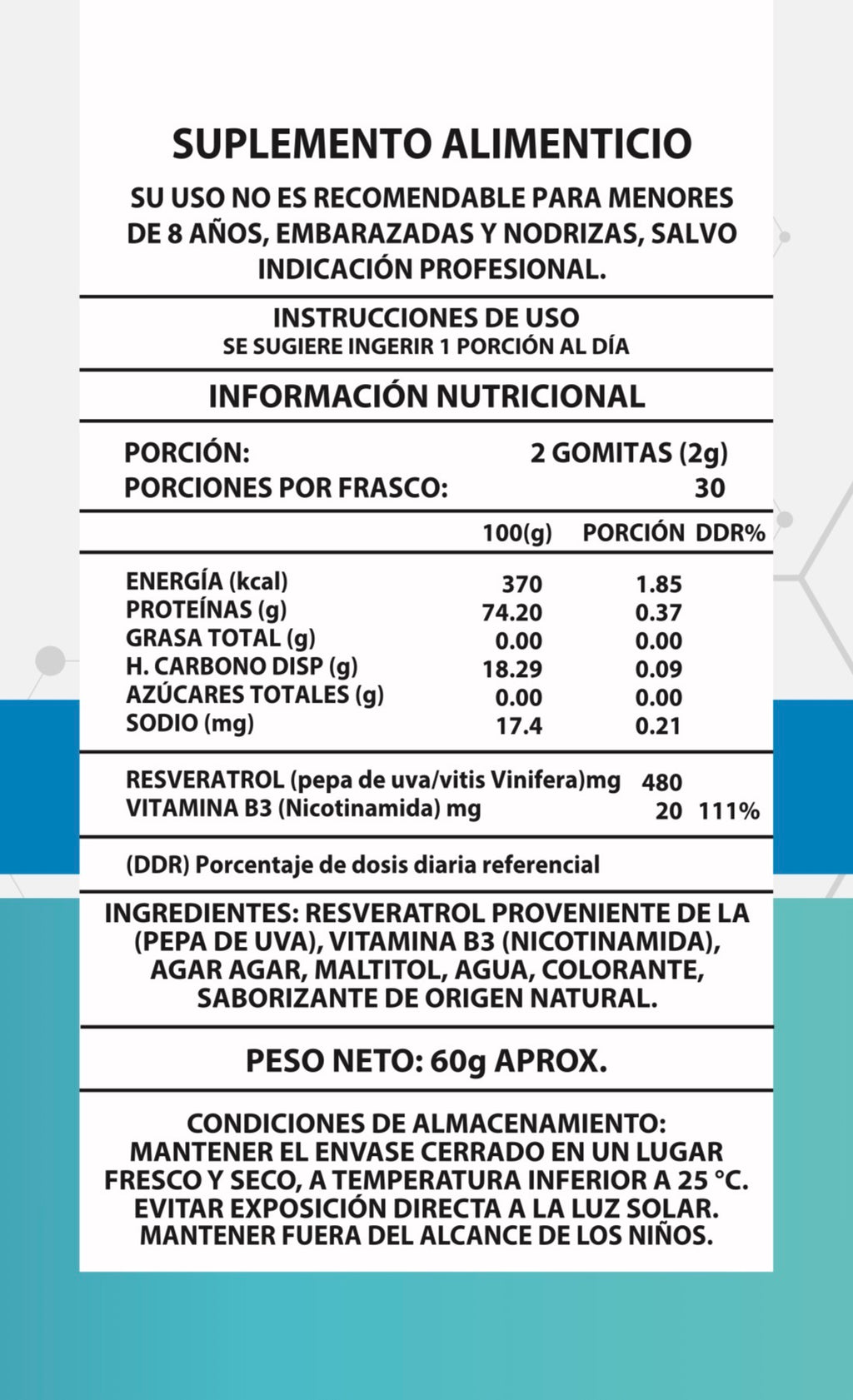 60 Gomitas NAD + Resveratrol 1000mg