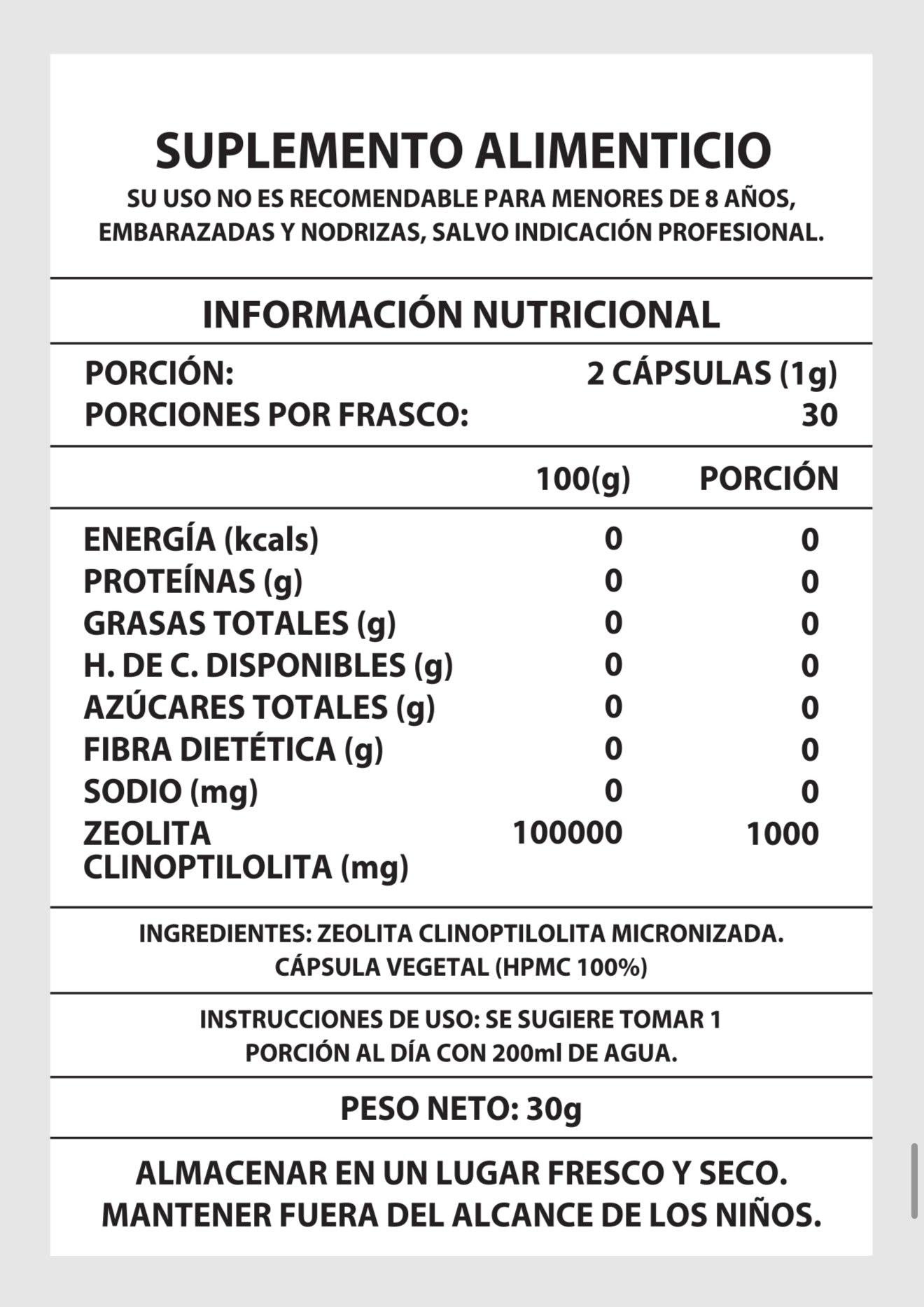 Zeolita 1000mg 60 Caps