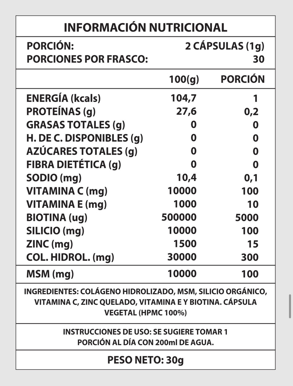 Biotina + Colágeno 1000mg 60 Caps