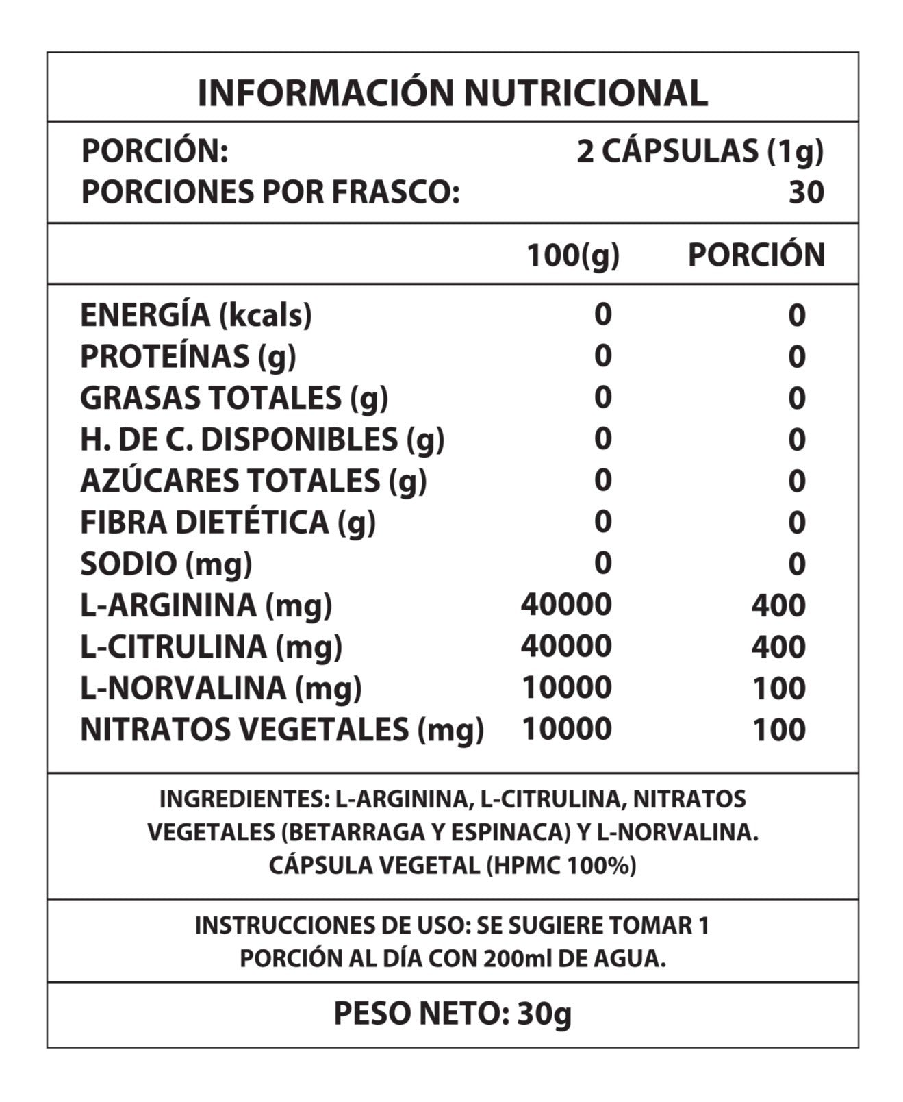 Óxido Nítrico 1000mg 60 Caps