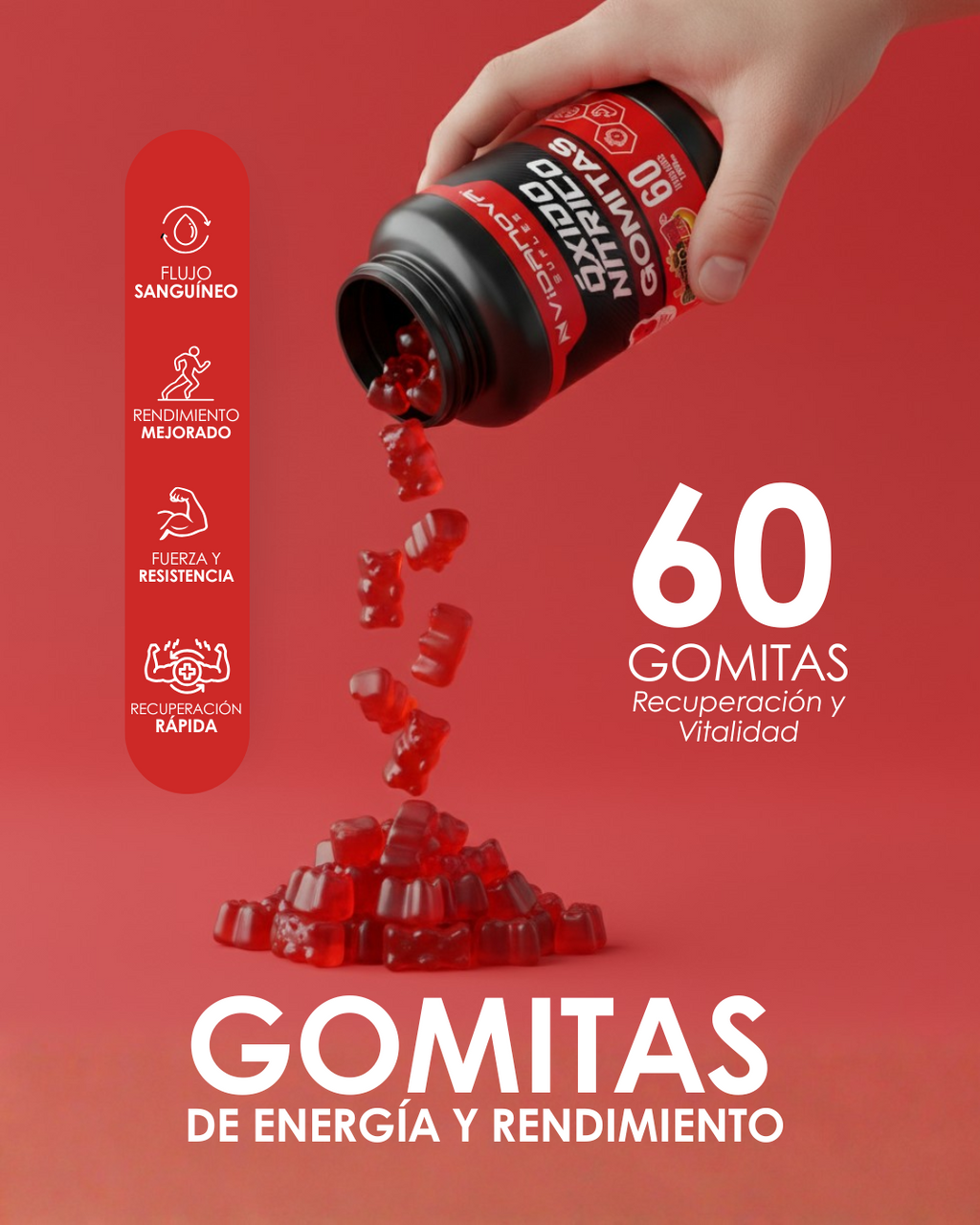 60 Gomitas Óxido Nítrico 1000mg
