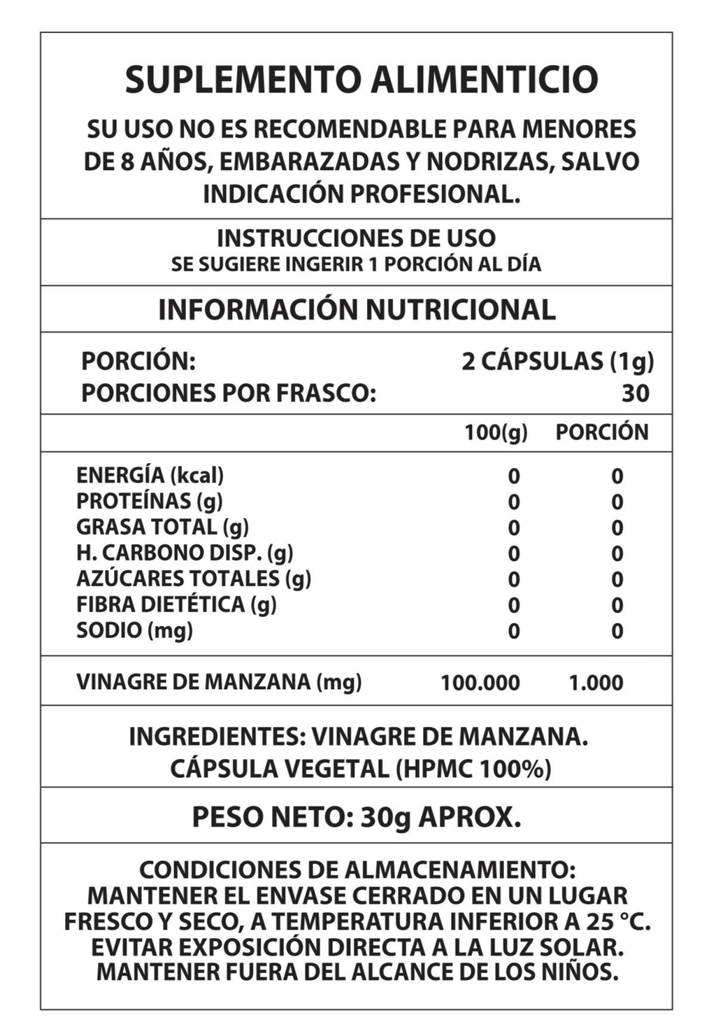 Vinagre de Manzana 60 Caps