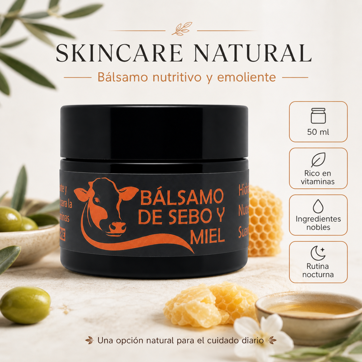 Bálsamo Facial Sebo de Res y Miel 50ml